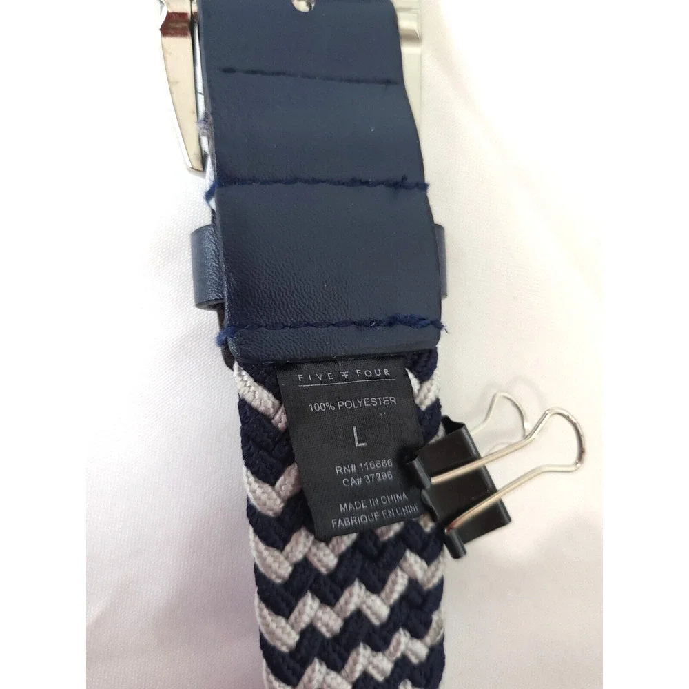 Five Four Belt Navy Blue White Woven Chevron Men Size‎ L Causal Preppy Nautical